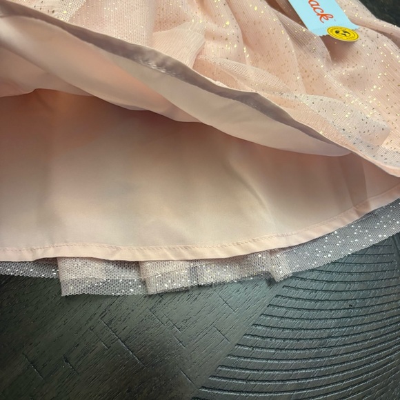 Cat and Jack Tulle Tutu Skirt NWT Blush Pink with Gold Trim Glitter Size 3T New - Picture 5 of 9